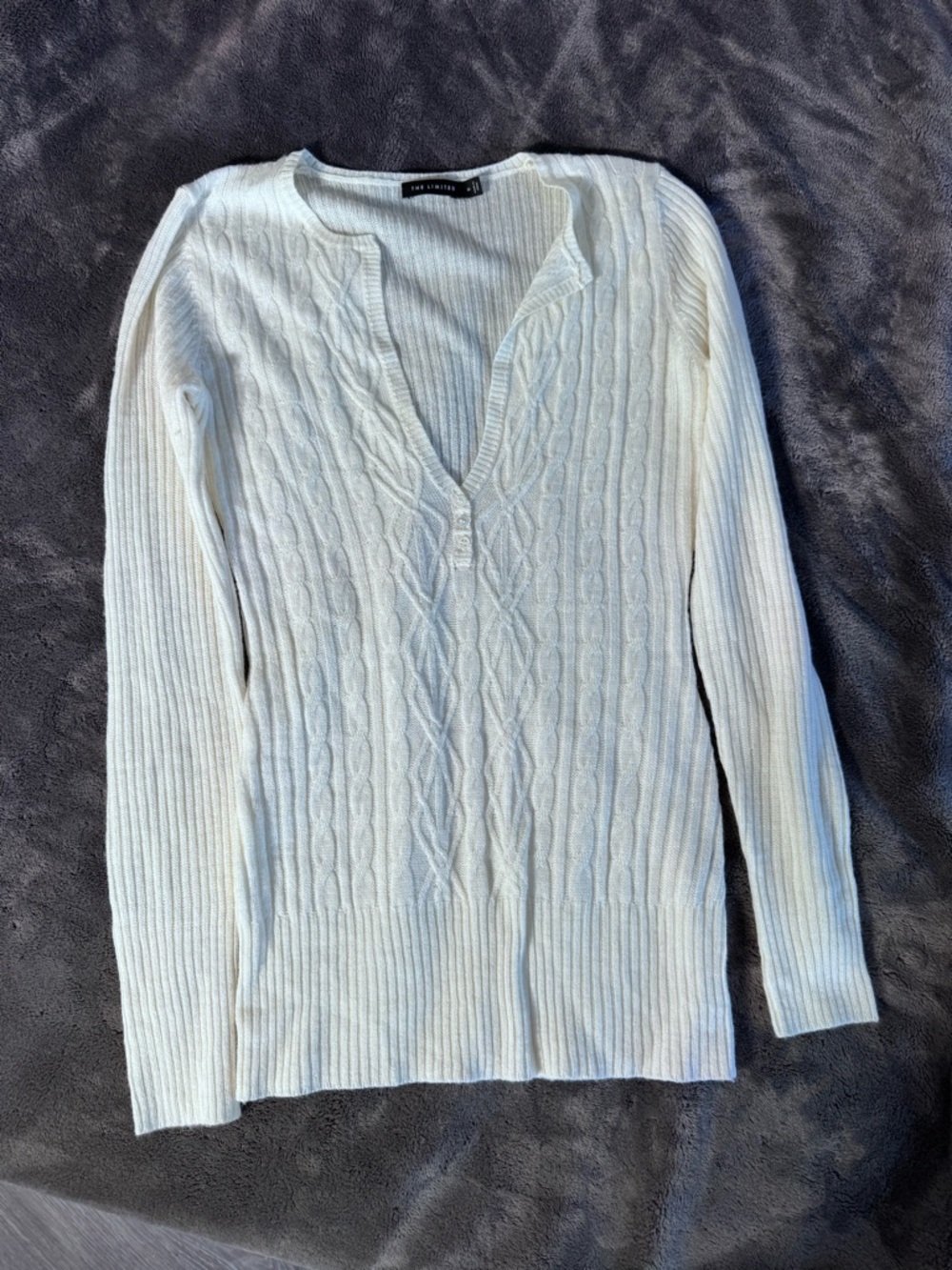 The Limited Cream Ribbed Knit Top